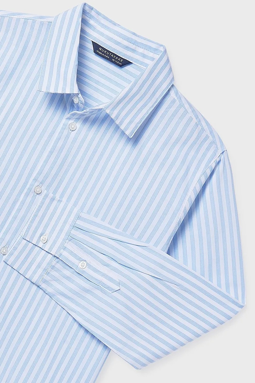 Mayoral Camicia Bambino Manica Lunga Celeste: Stampata, Collezione Autunno-Inverno, Cotone Di Qualità - 3
