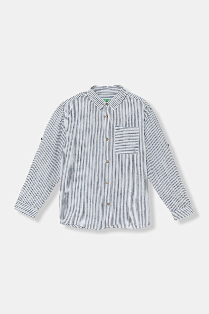 United Colors Of Benetton Camicia Manica Lunga In Misto Lino Per Bambini E Ragazzi