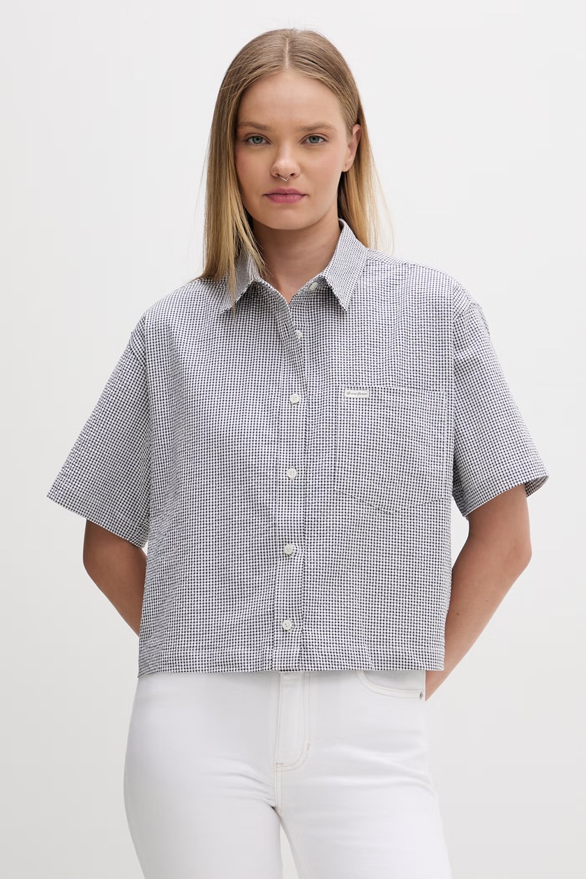 Guess Jeans рубашка для женщин из хлопка с эластаном зелёная