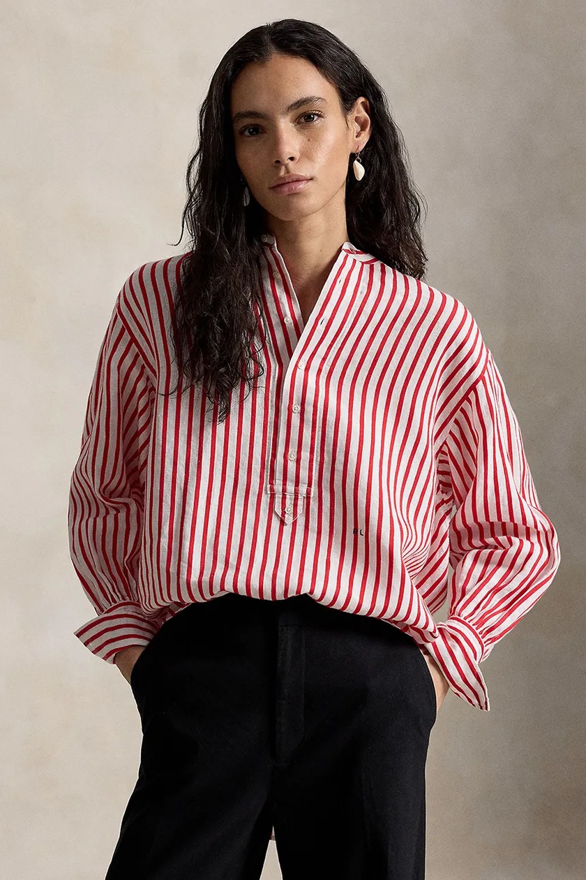 polo ralph lauren women's dress shirt Polo Ralph Lauren logo-embroidered Linen Shirt | White