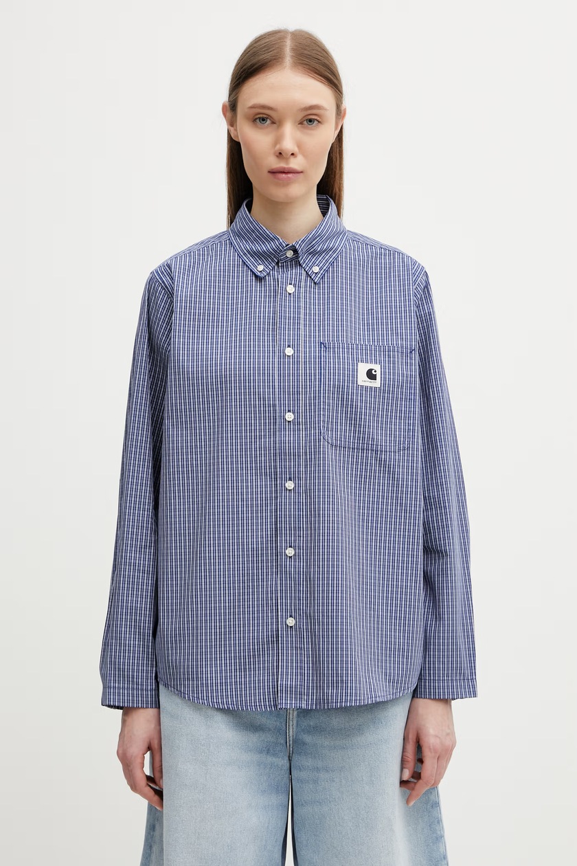 Carhartt WIP denim shirt Glennon Shirt Jac women's blue color