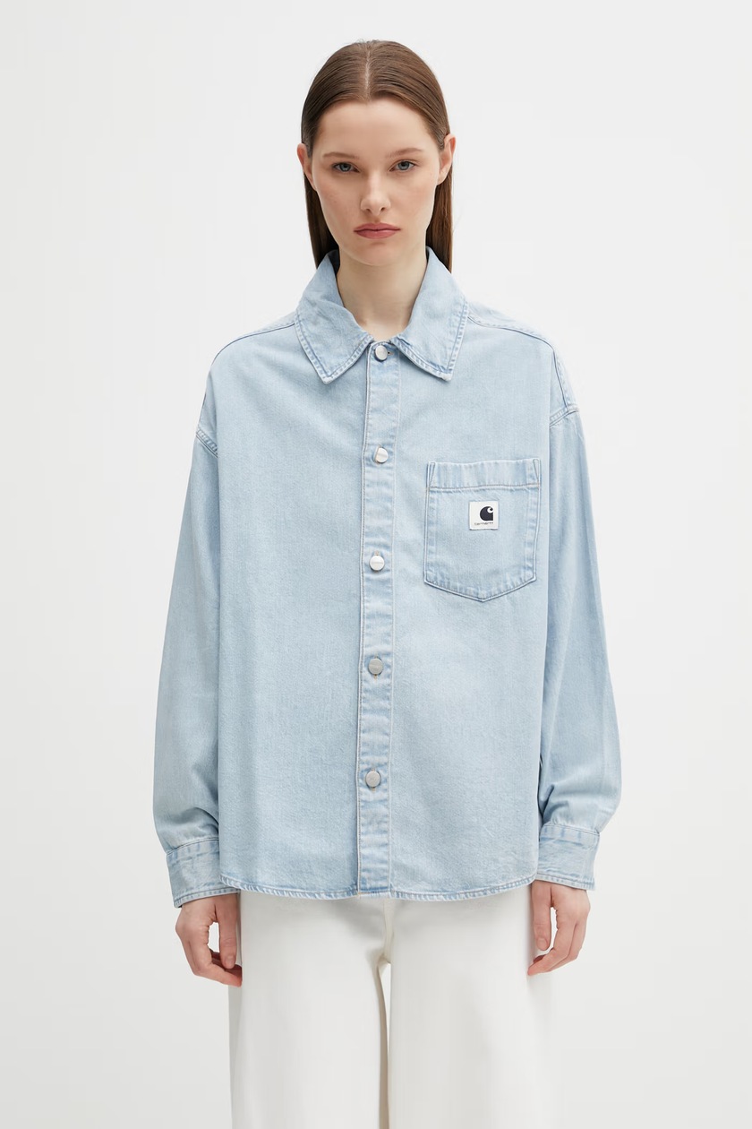 Carhartt WIP denim shirt Glennon Shirt Jac women's blue color