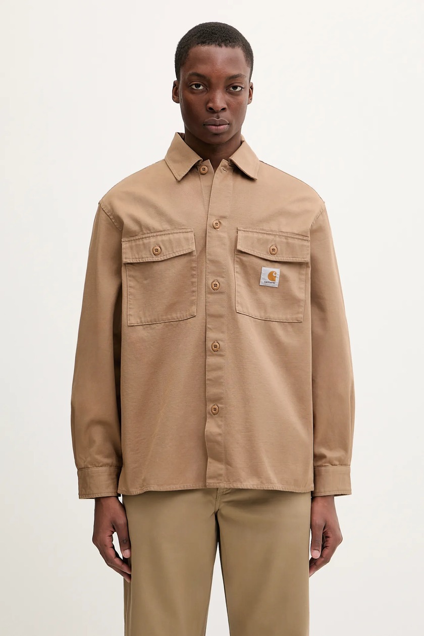 Carhartt WIP shirt with wool blend L/S Lowis Shirt brown color Carhartt WIP shirt with wool blend L/S Lowis Shirt brown color