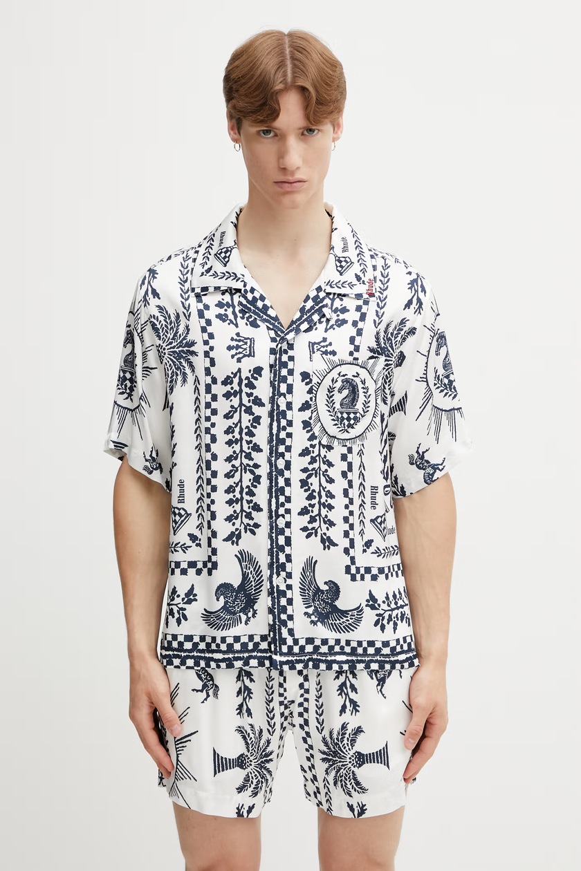 NEIGHBORHOOD shirt solid-color hawaiian shirt ss white color