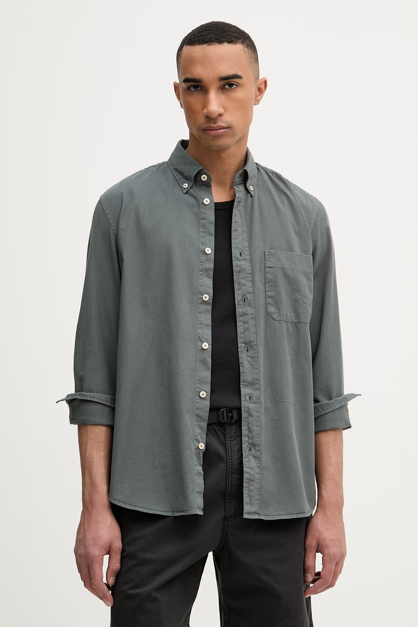 Camicia Uomo L.L.Bean In Camoscio Leggero - Taglia 2XL Grigio Antracite - Nuova Con Etichette