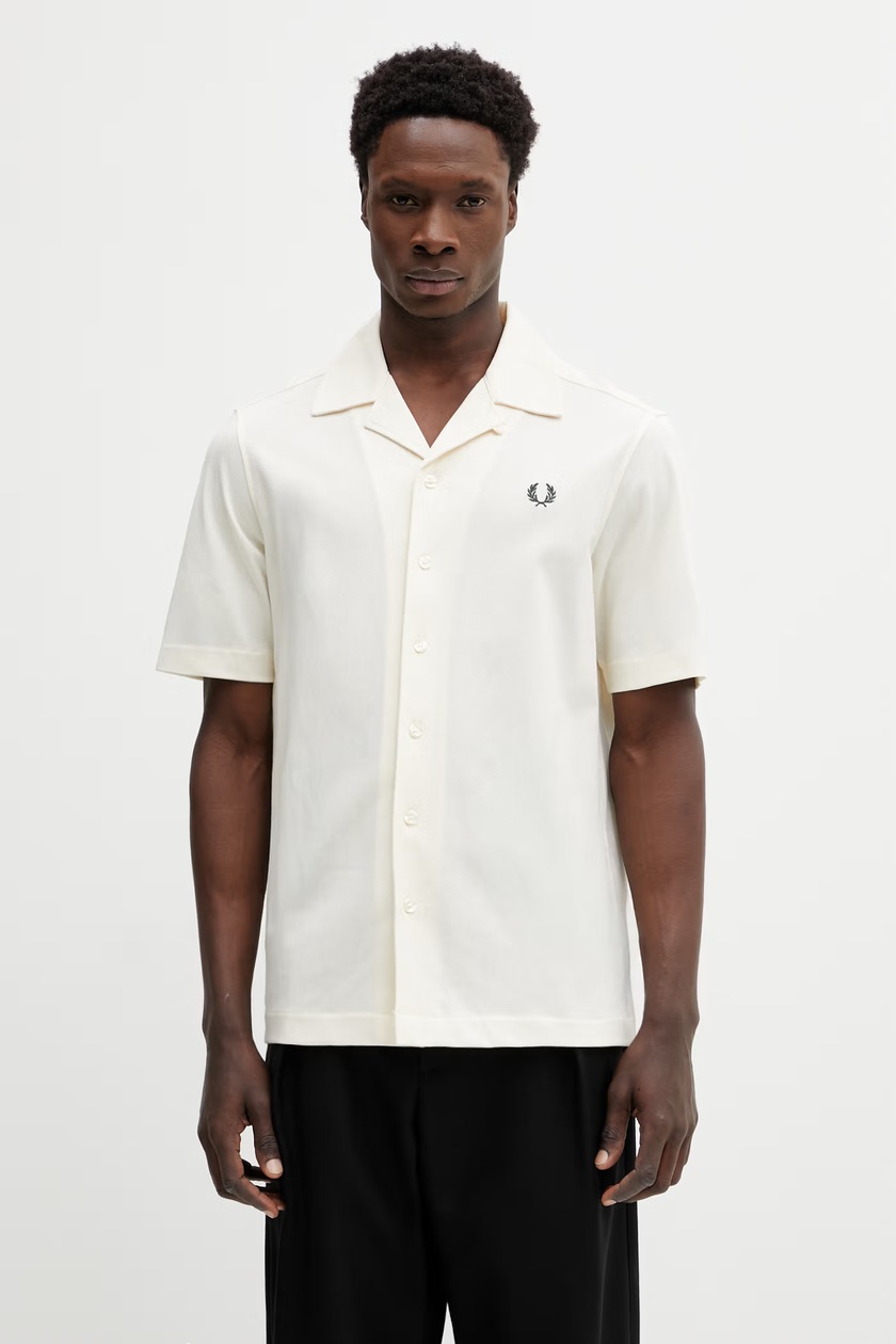 Fred Perry cotton shirt men's beige color regular K9727.560 at PRM US