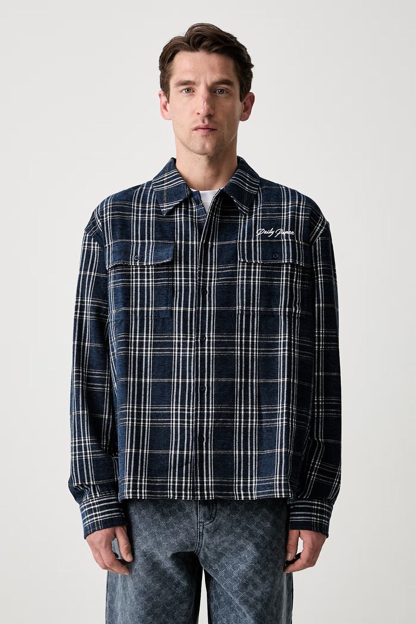 Norse Projects cotton shirt Mads Poplin Stripe SS blue color