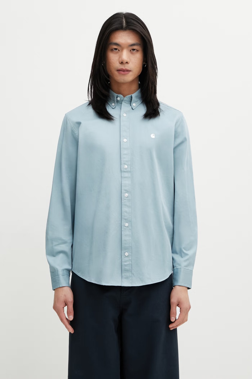 adidas Originals denim shirt men's blue color regular IX6731 at PRM US