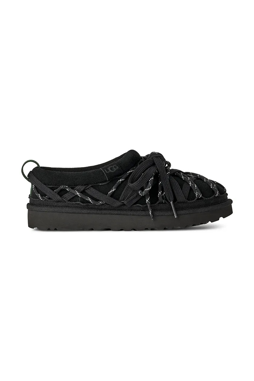 UGG papuci din piele întoarsă W FUNKETTE culoarea negru, 1113474