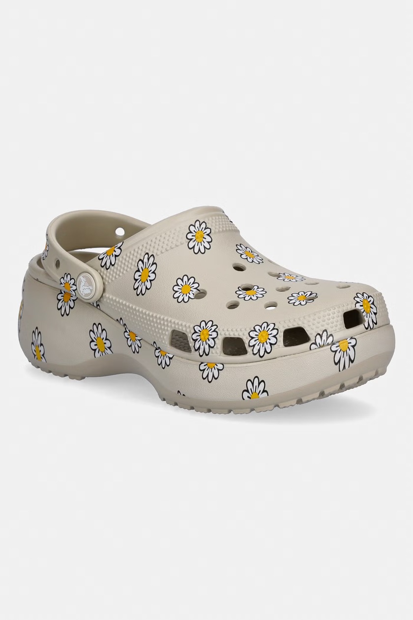 ココスケ Crocs papuci Furever Crush femei, culoarea bej, cu platforma