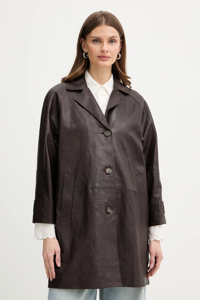 Шерстяное пальто Weekend Max Mara PERA цвет коричневый переходное