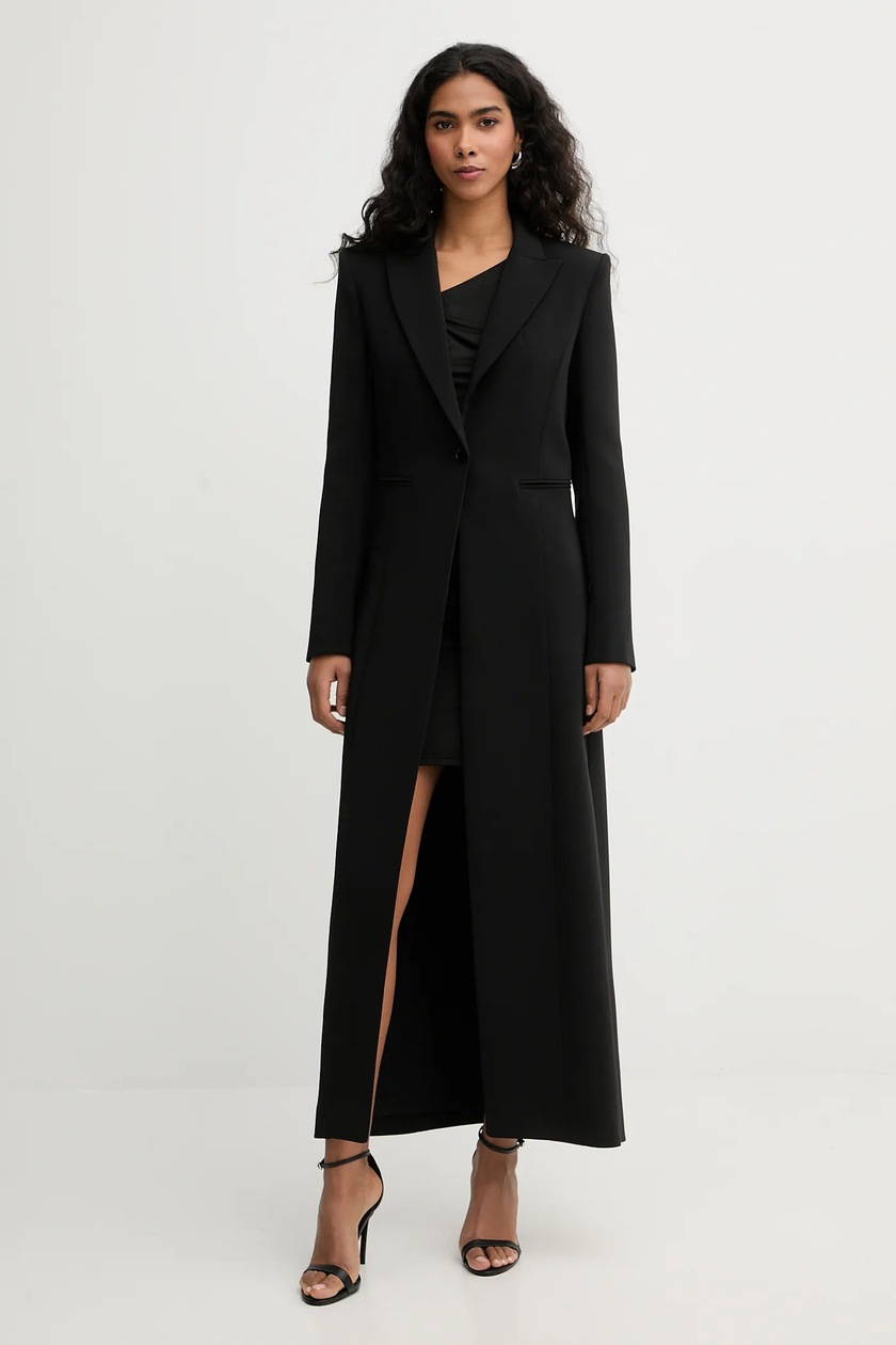 Cappotto kimono oversize in lana nera fatto a mano: elegante trench asimmetrico - Italia Cappotto kimono oversize in lana nera fatto a mano: elegante trench asimmetrico - Italia