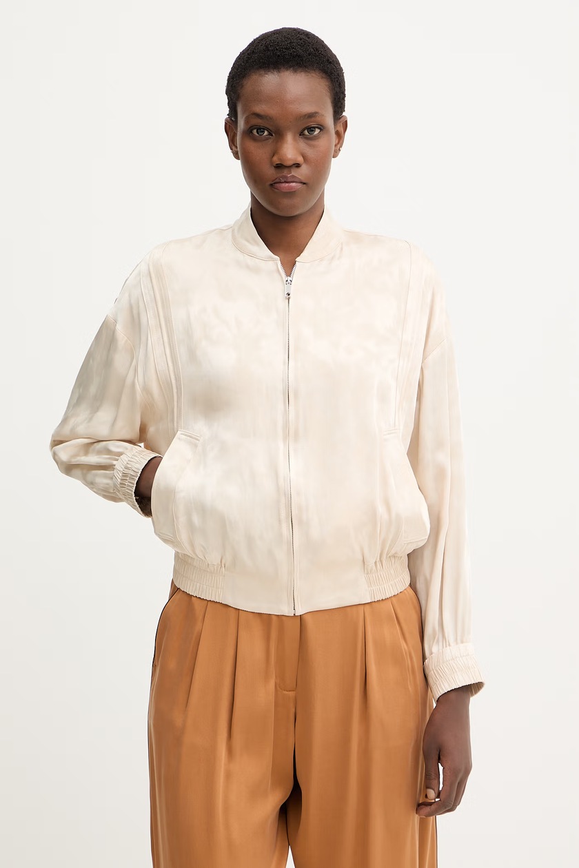 Flirla Giacca bomber casual da donna con stampa a lettere e maniche lunghe