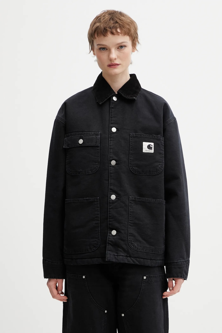 Carhartt WIP denim jacket Nora Jacket women's black color at PRM US Carhartt WIP denim jacket Nora Jacket women's black color at PRM US