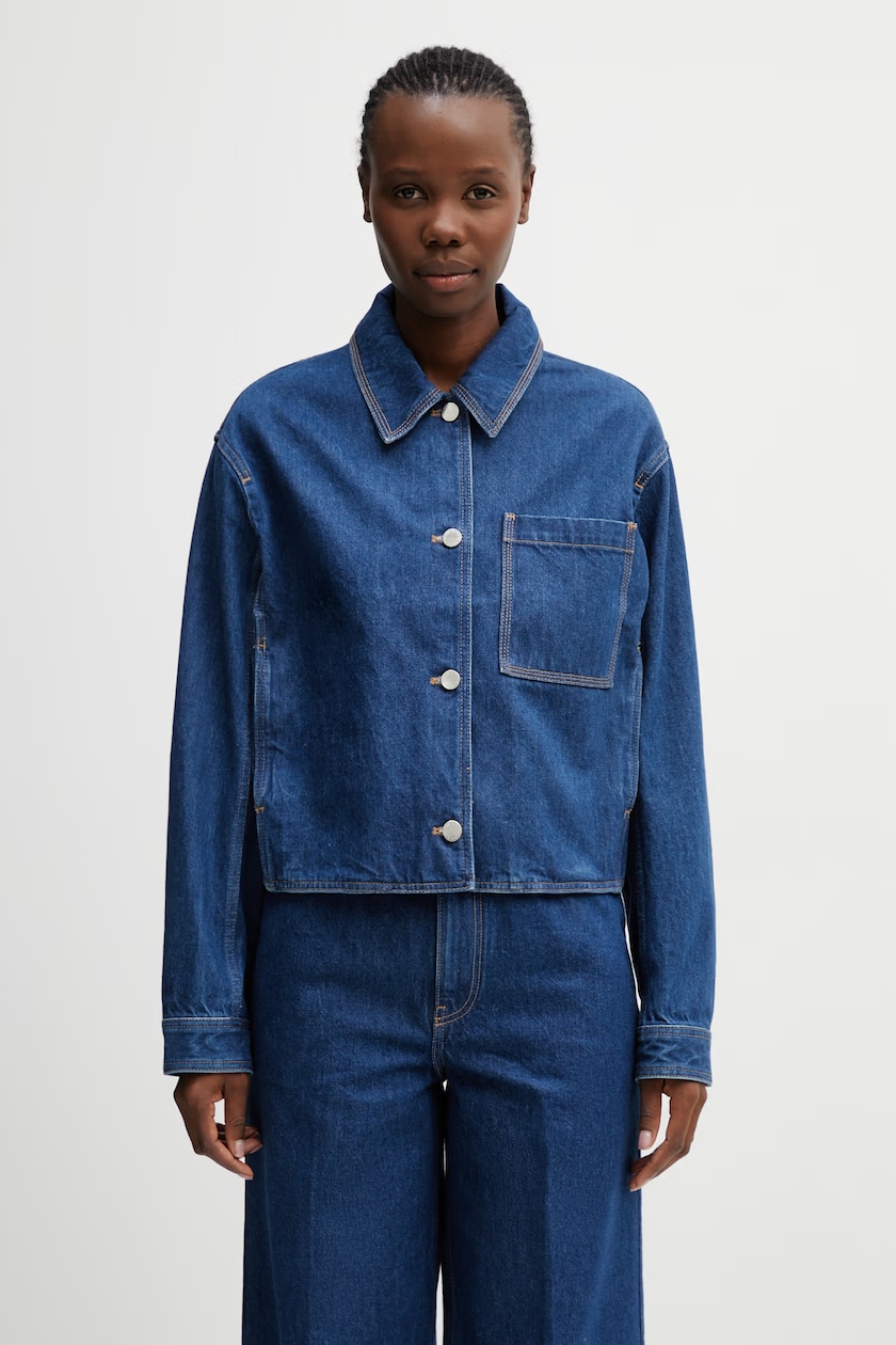 Maison Kitsuné denim jacket Denim Cropped women's navy blue color Maison Kitsuné denim jacket Denim Cropped women's navy blue color