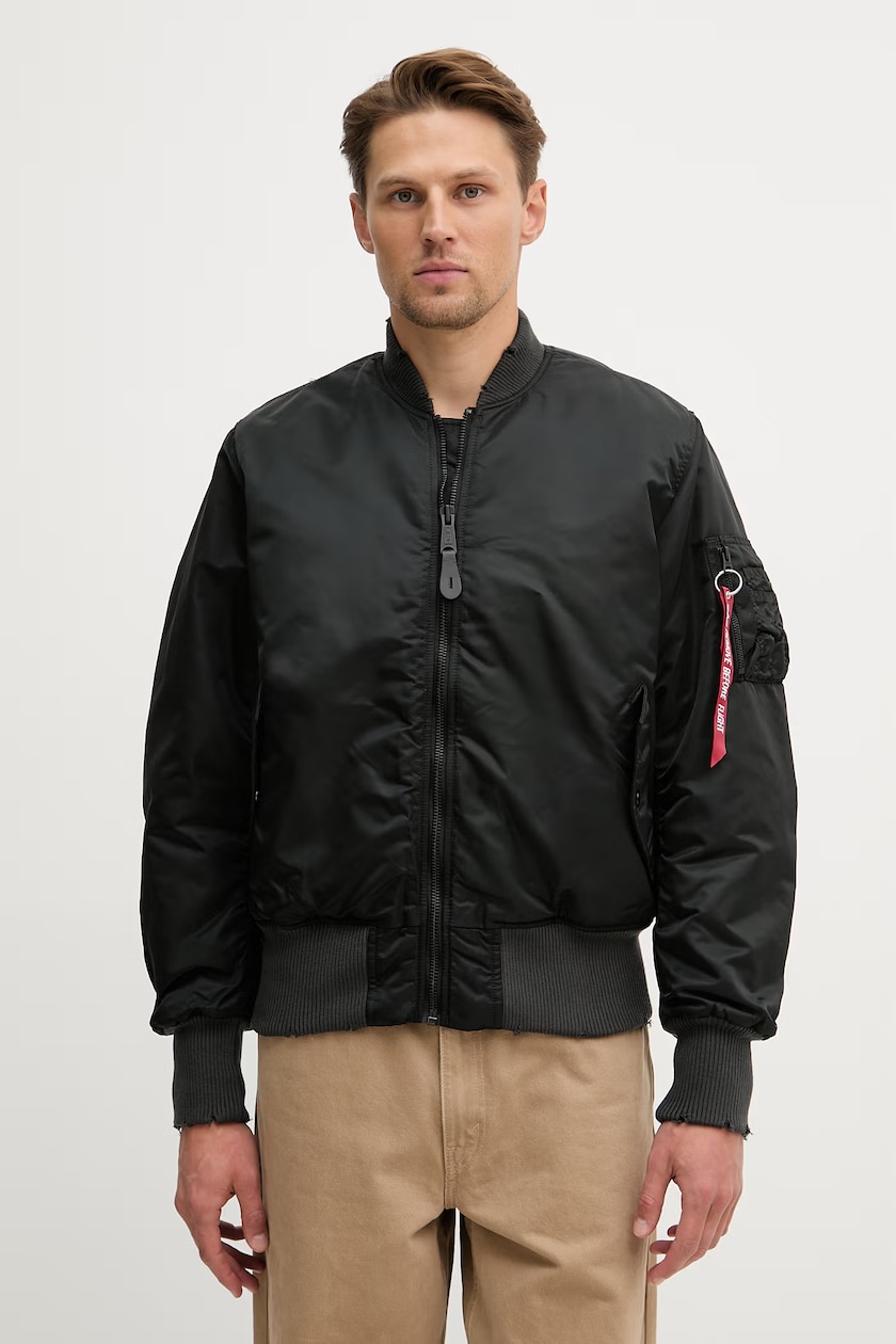 Alpha Industries bomber jacket MA-1 UV men's black color 146115UV Alpha Industries bomber jacket MA-1 UV men's black color 146115UV