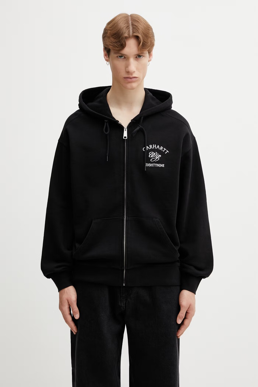 Carhartt WIP sweatshirt Hooded Heart II Hartt black color hooded Carhartt WIP sweatshirt Hooded Heart II Hartt black color hooded