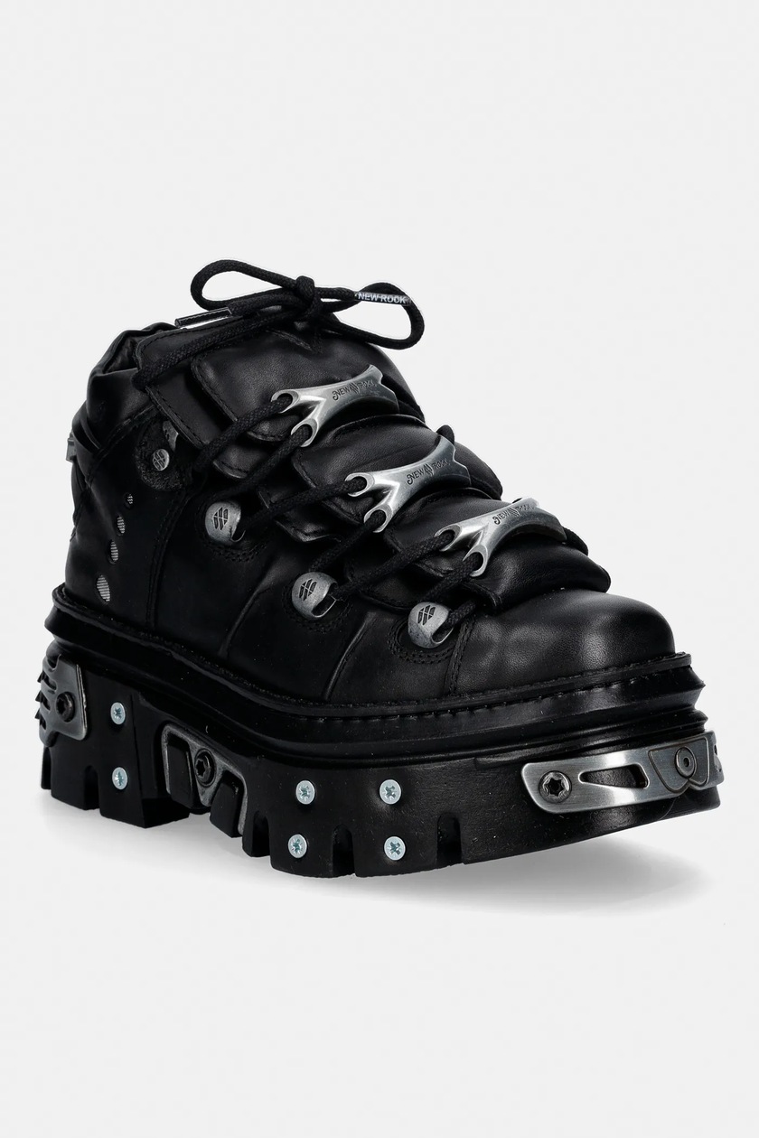 New Rock Ankle Boot Black Tower With Laces M.106.S29 at PRM US