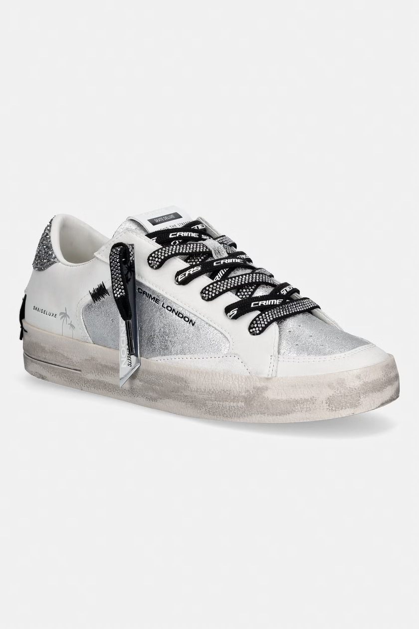 Кожаные кроссовки Crime London DISTRESSED PLATFORM цвет белый