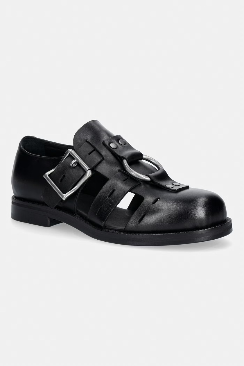 よ*ん様 Polo by Ralph Lauren ブラック　レザー　S スイン Polo Ralph Lauren leather sandals Zane men's black color