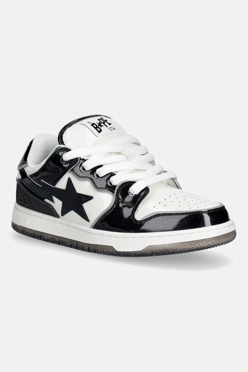 Кожаные кроссовки A Bathing Ape BAPE STA ICON #1 цвет чёрный
