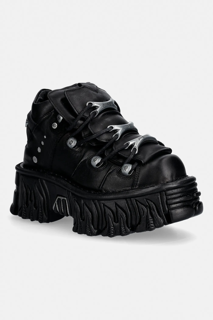 New Rock Ankle Boot Black Imperfect Tank With Laces M-Tank106-C2 M New Rock Ankle Boot Black Imperfect Tank With Laces M-Tank106-C2 M