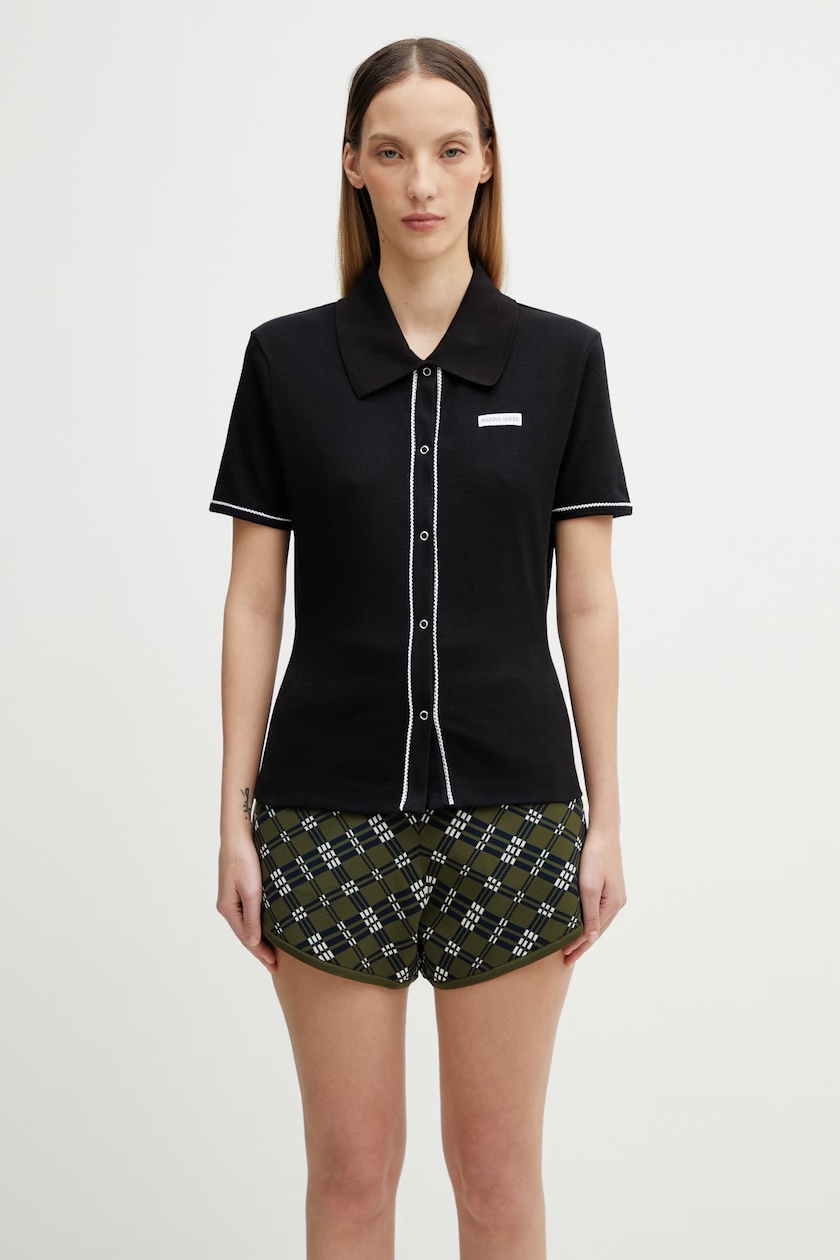 Marine Serre longsleeve shirt women's black color WTS006A.CJER0002 Marine Serre longsleeve shirt women's black color WTS006A.CJER0002