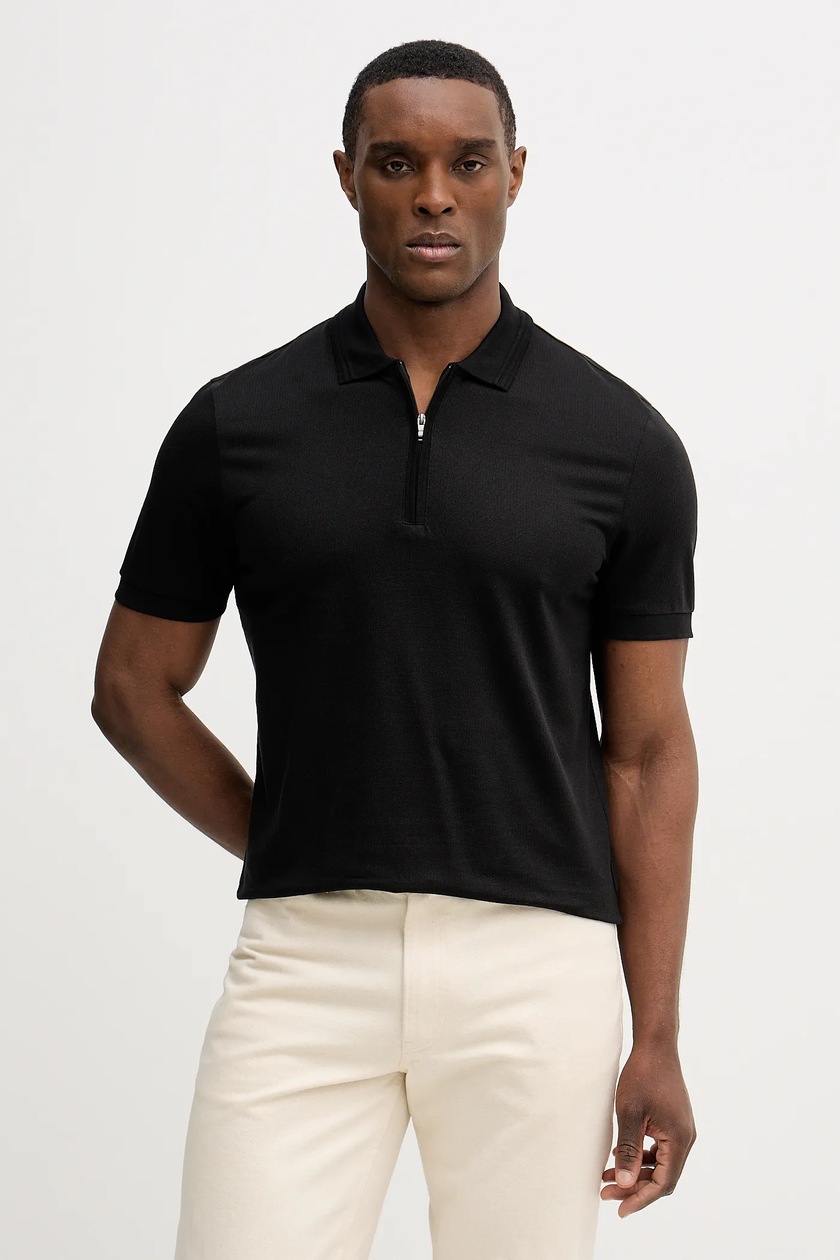 トップス Pedestal polo BOSS polo de bumbac barbati, culoarea negru, modelator, 50532246