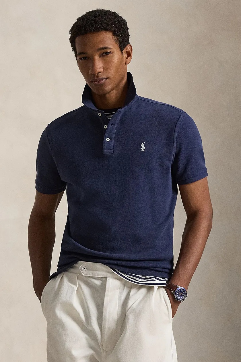 Polo Ralph Lauren tricou polo culoarea bleumarim, uni, 710A12484