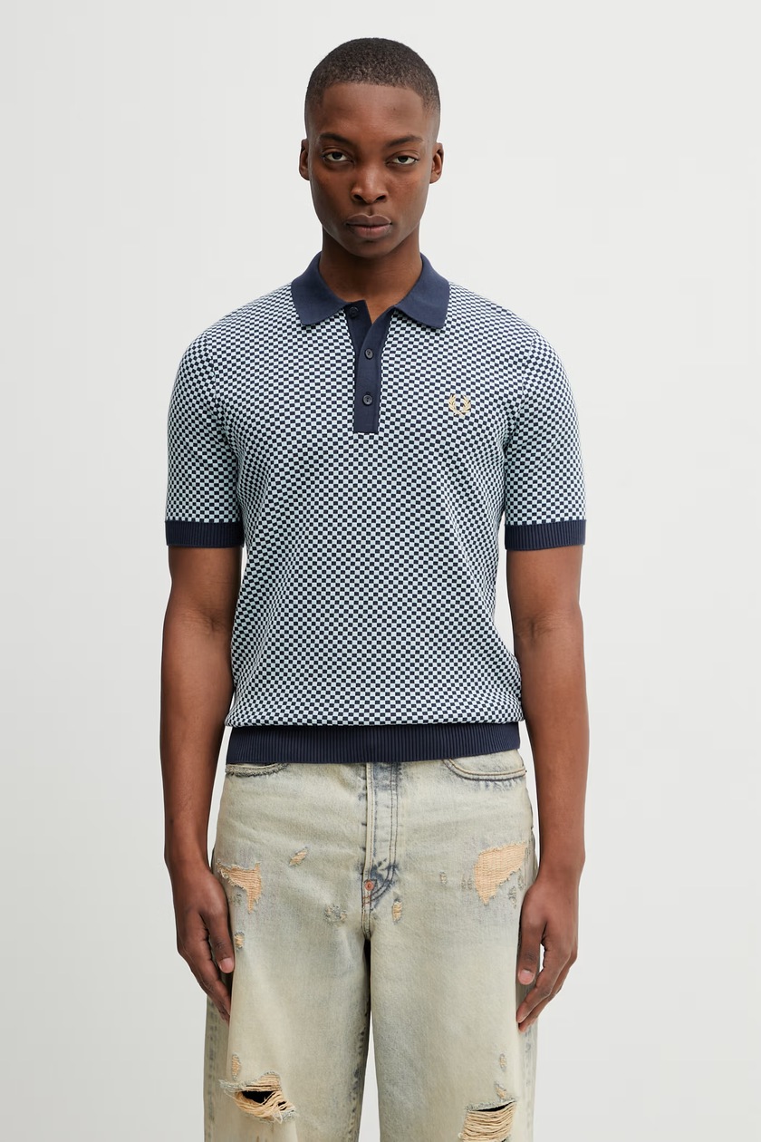 Fred Perry cotton polo shirt navy blue color M6000.A22 at PRM US