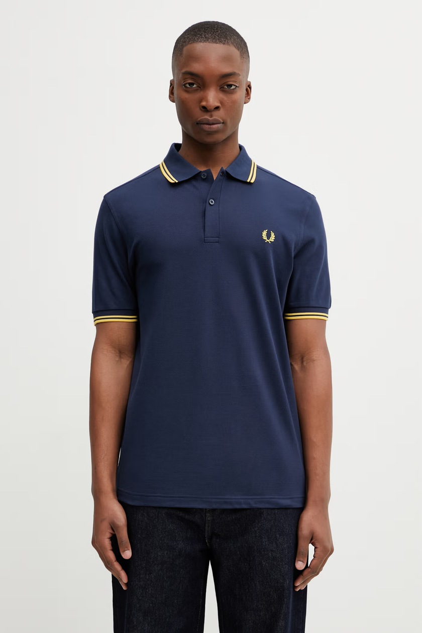 Fred Perry cotton polo shirt navy blue color M6000.A22 at PRM US