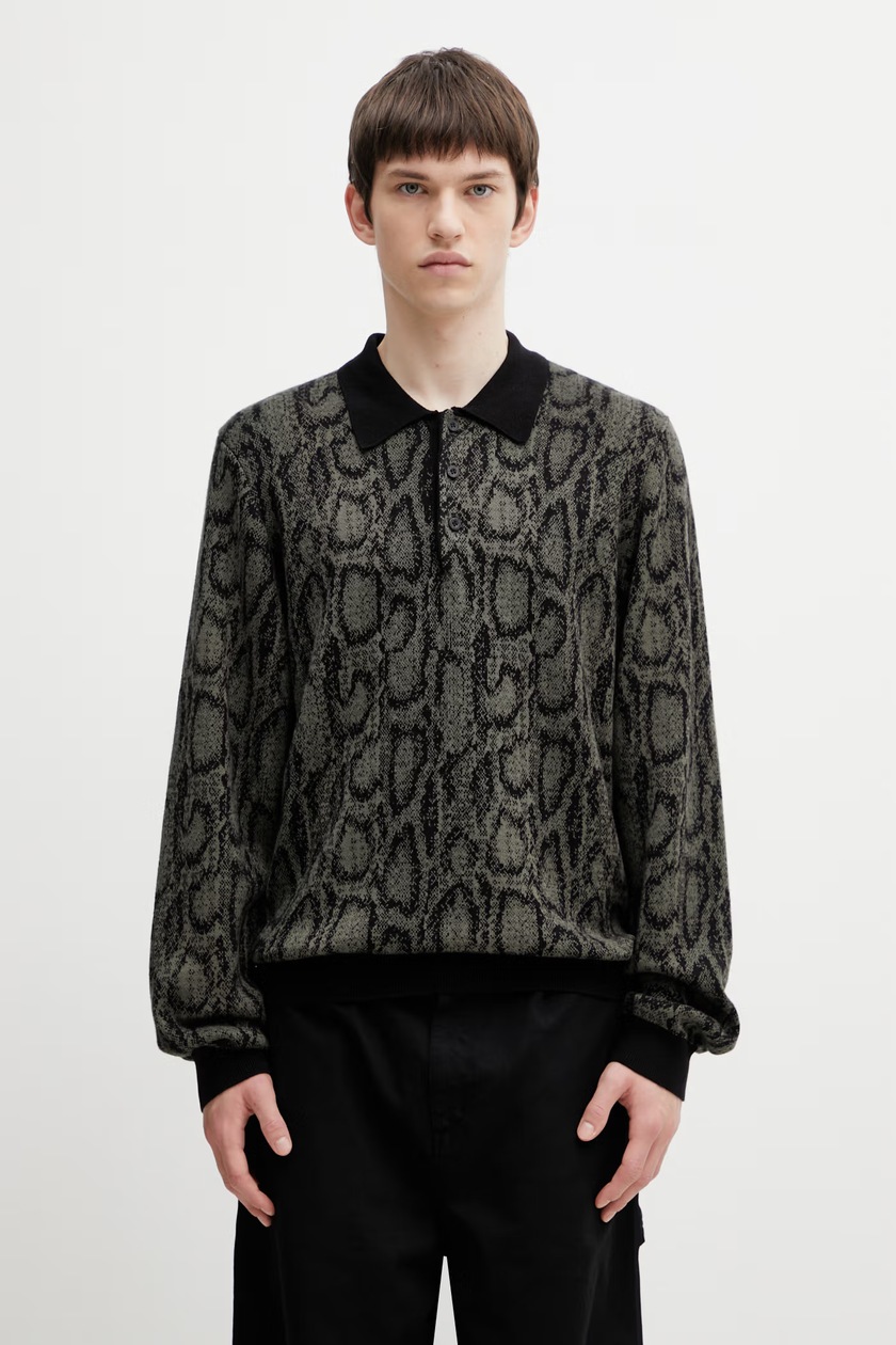 Carhartt WIP L/S Madison Polo men's cotton sweater black I036162