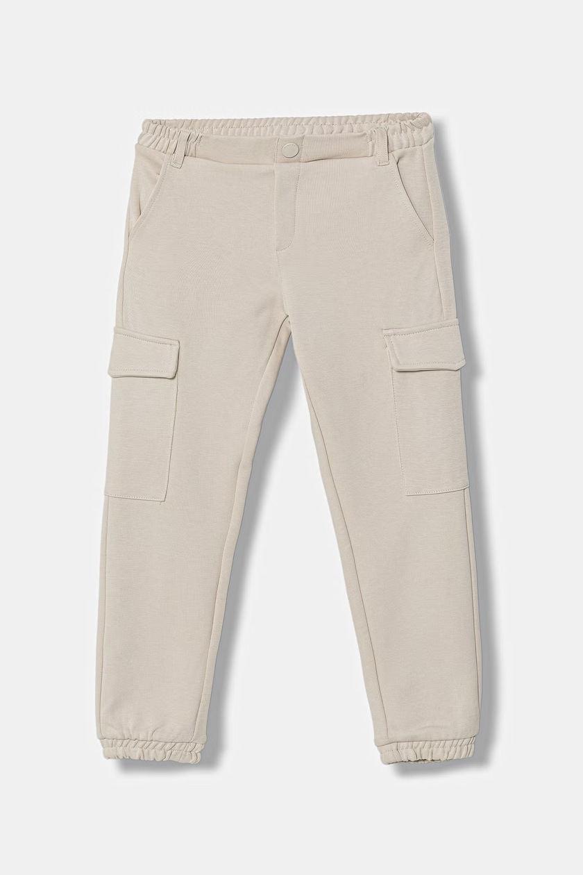 Pantalone United Colors Of Benetton 4TCGGE009 | 5 Tasche Vita Regolabile In Gabardina Stretch | Beige Per Bambino 5 Anni | Logo Ricamato E Cotone Elastan - 3