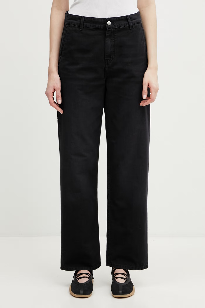 adidas Originals trousers PINSTRIPE PANTS women's navy blue color