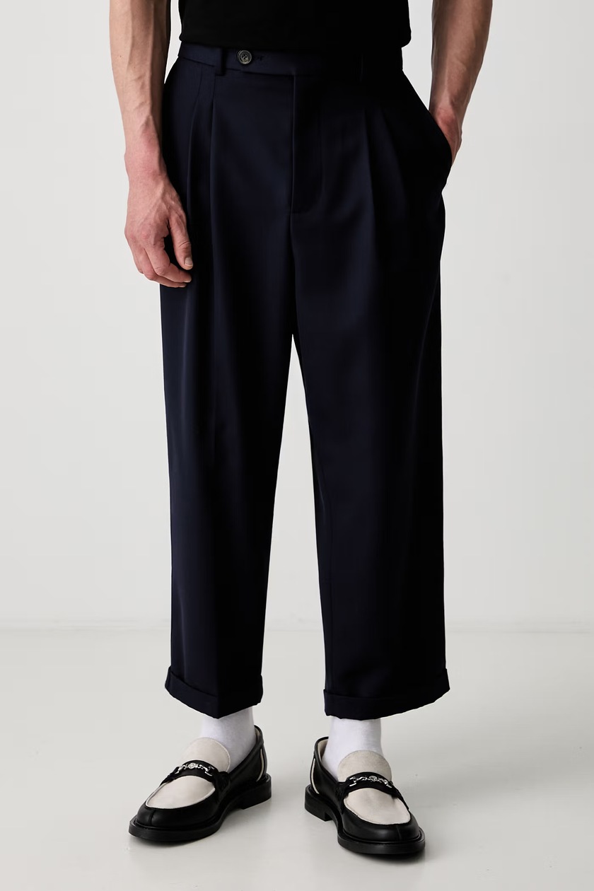 パンツ DoubleKneeCarpenterFlareFitCottonPants Carhartt WIP cotton trousers Double Knee Pant navy blue color