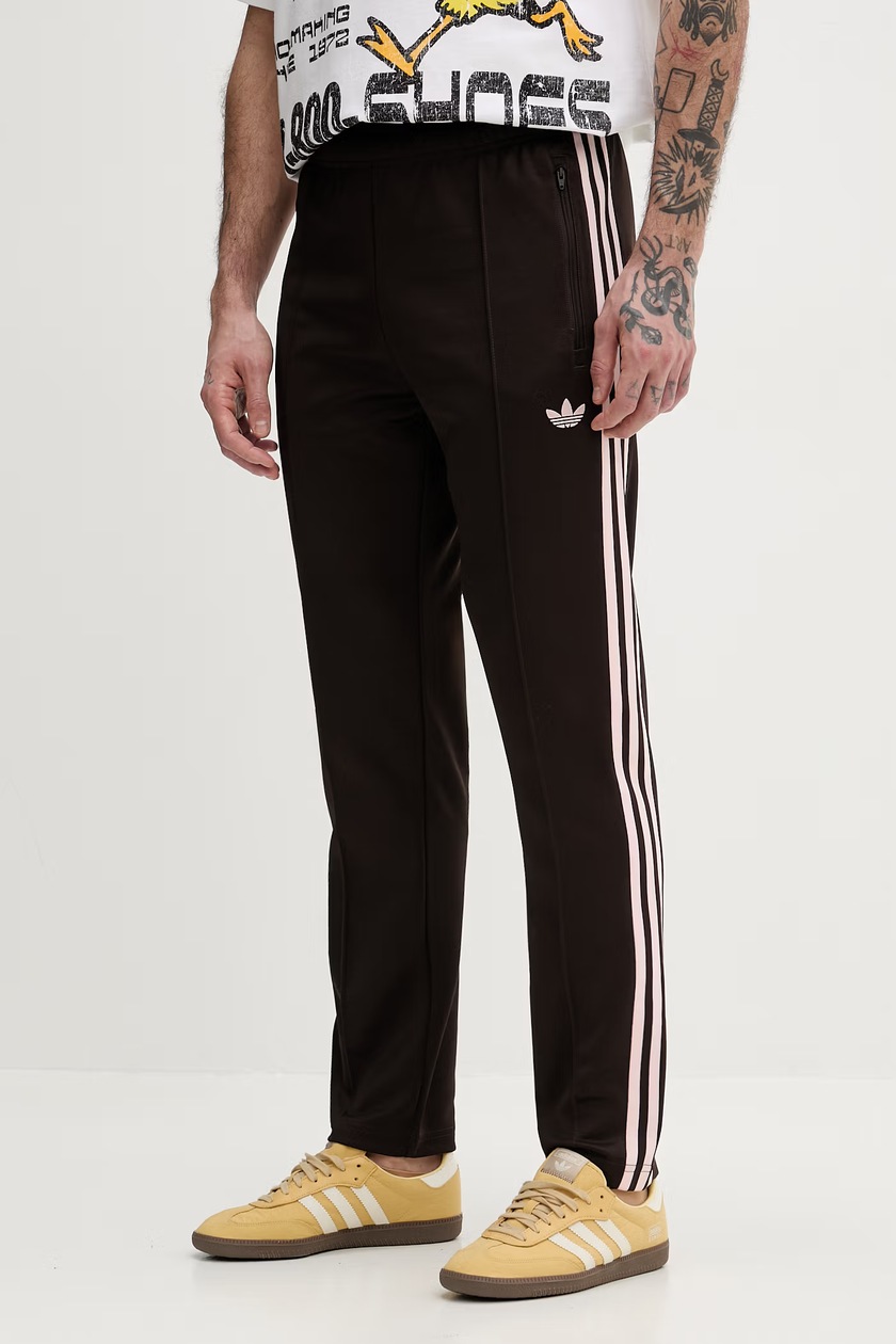 adidas Originals pantaloni de trening Leo culoarea maro, cu adidas Originals pantaloni de trening Leo culoarea maro, cu