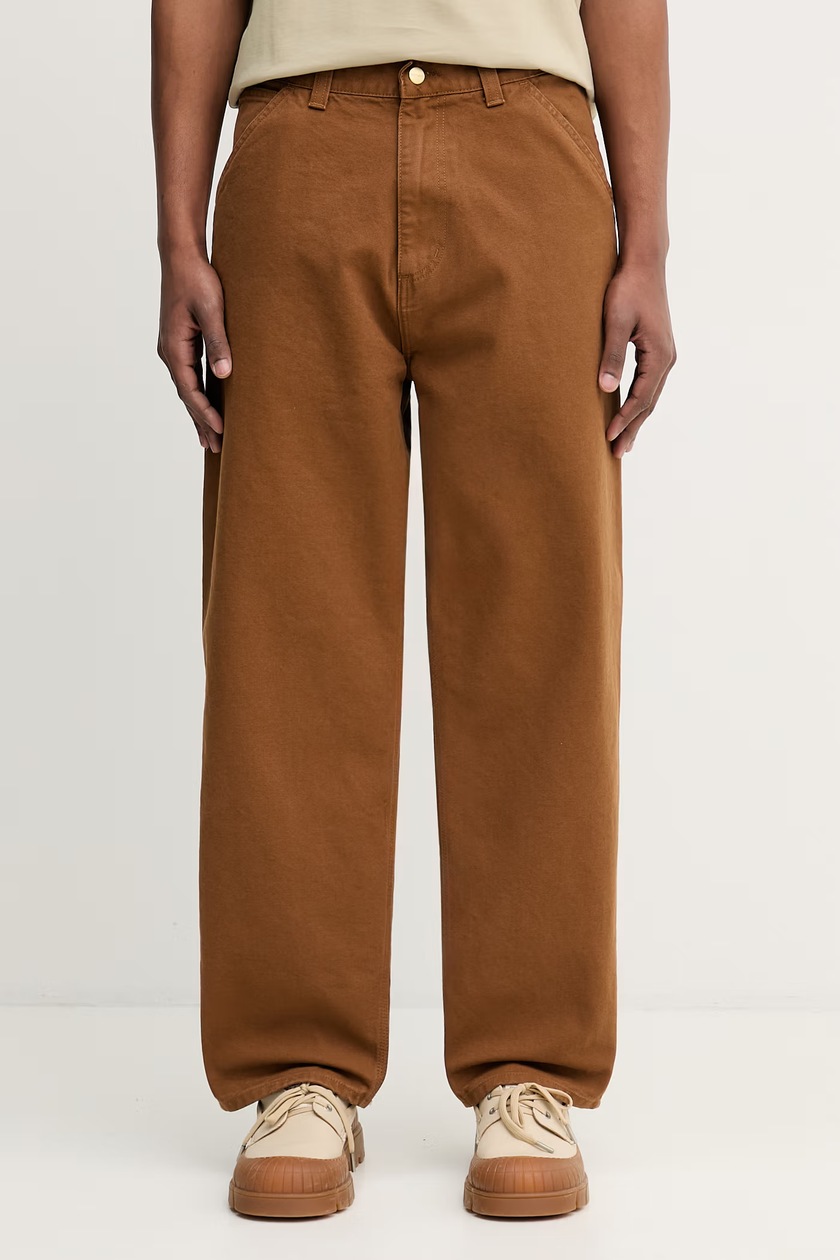Хлопковые брюки Carhartt WIP Landon Pant цвет коричневый прямые