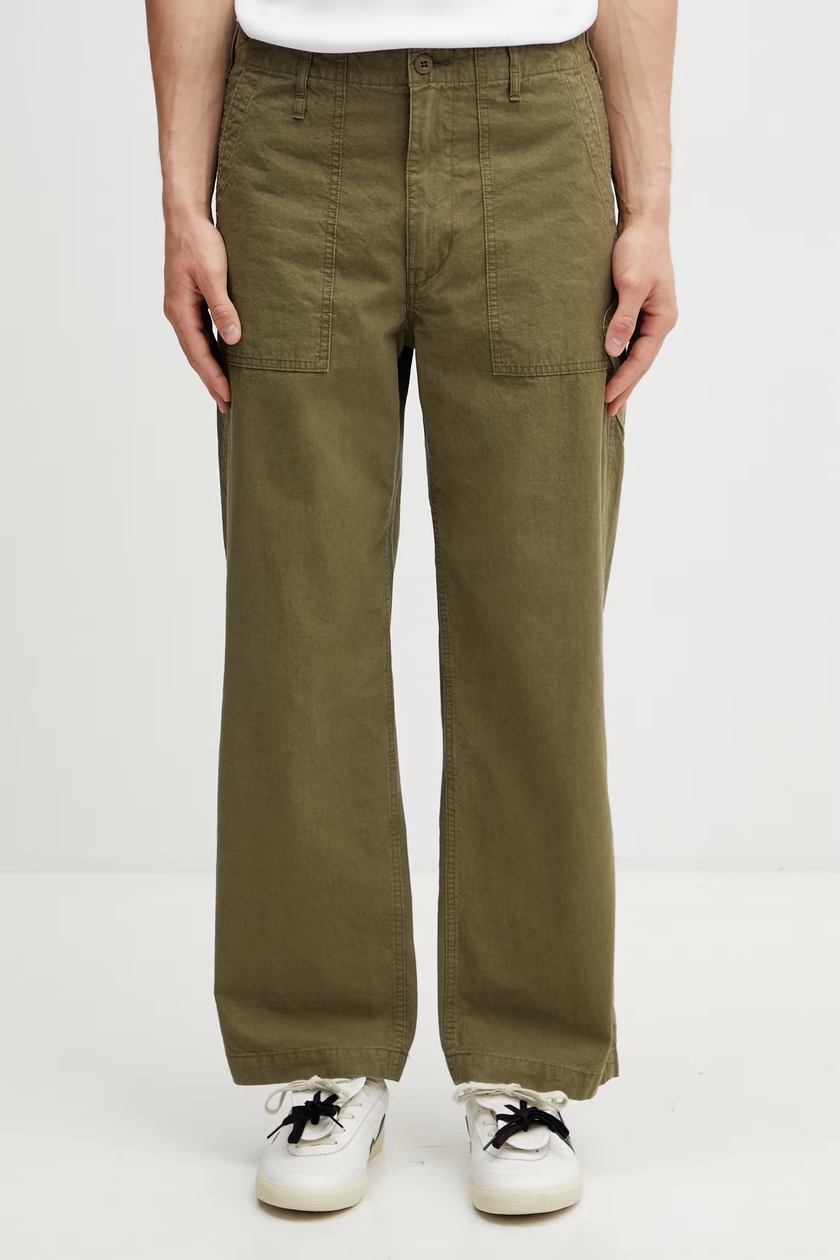 Universal Works trousers Loose Cargo Pant men's green color 30143