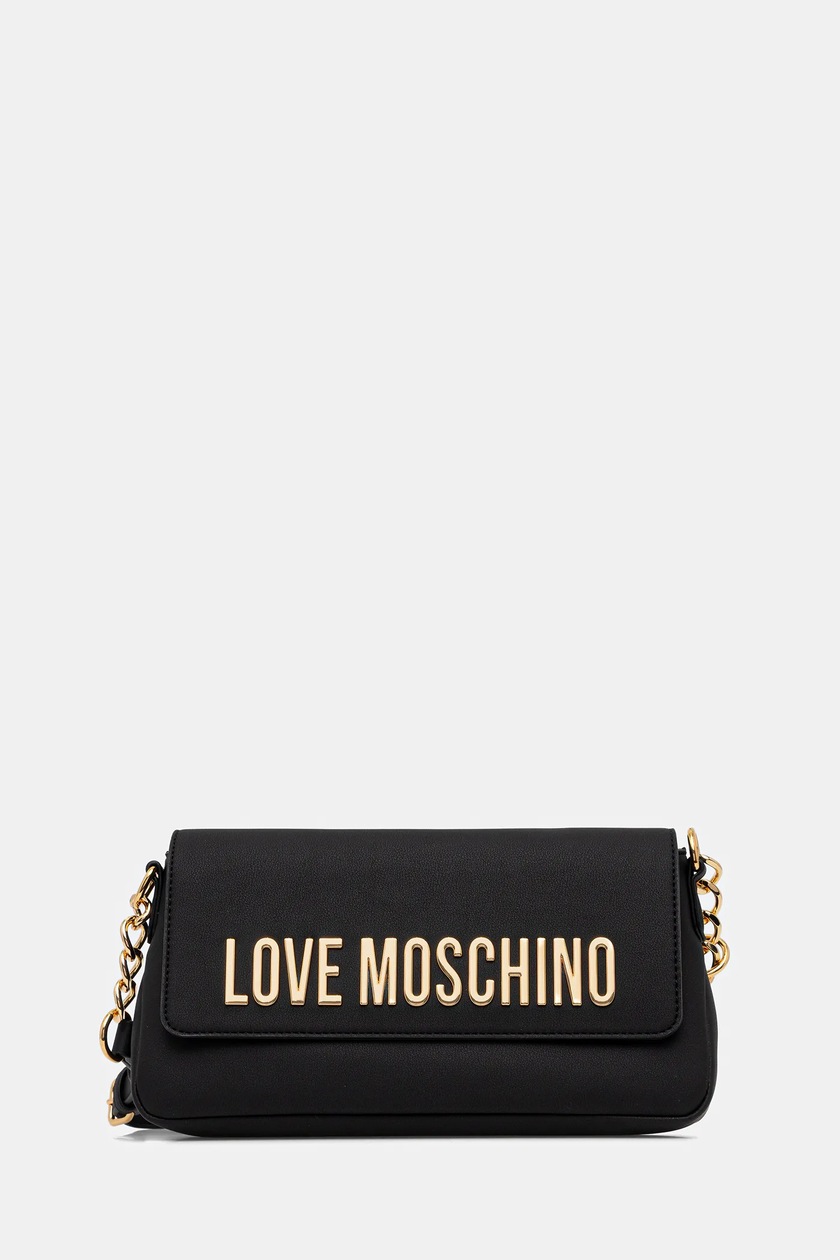 Love Moschino torebka skórzana kolor czarny JC4333PP0NK1300A