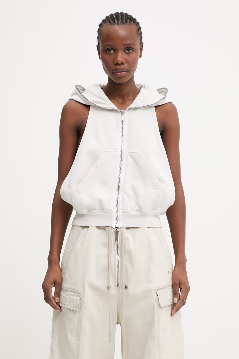 Rick Owens DRKSHDW Hun Women's cotton hoodie beige DS01F4232.FP at
