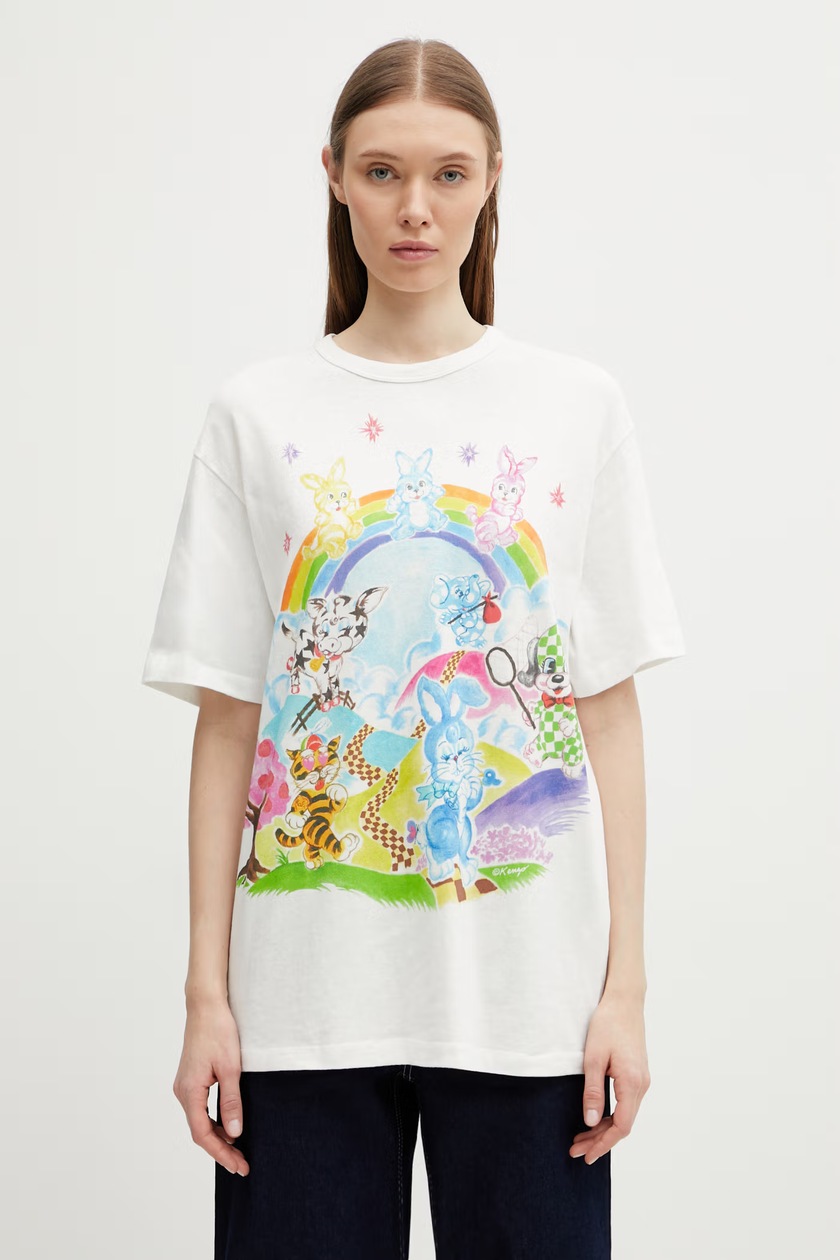 Kenzo cotton polo shirt Boke Flower 2.0 white color FF52TS1604SB