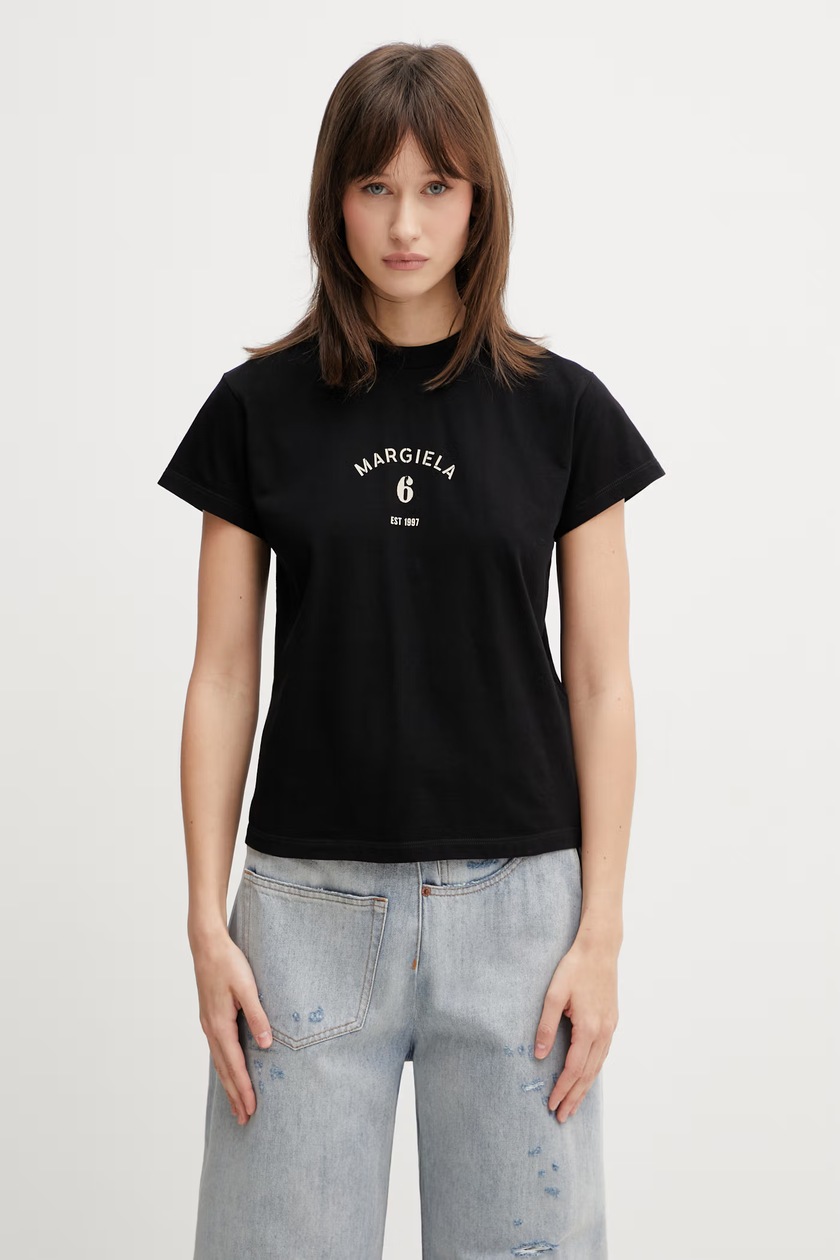 MM6 Maison Margiela tricou din bumbac de femei negru S52GC0359