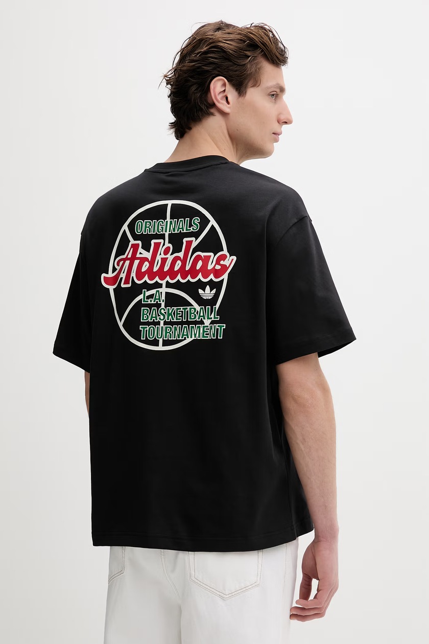 Хлопковая футболка adidas Originals цвет чёрный с принтом KS7618