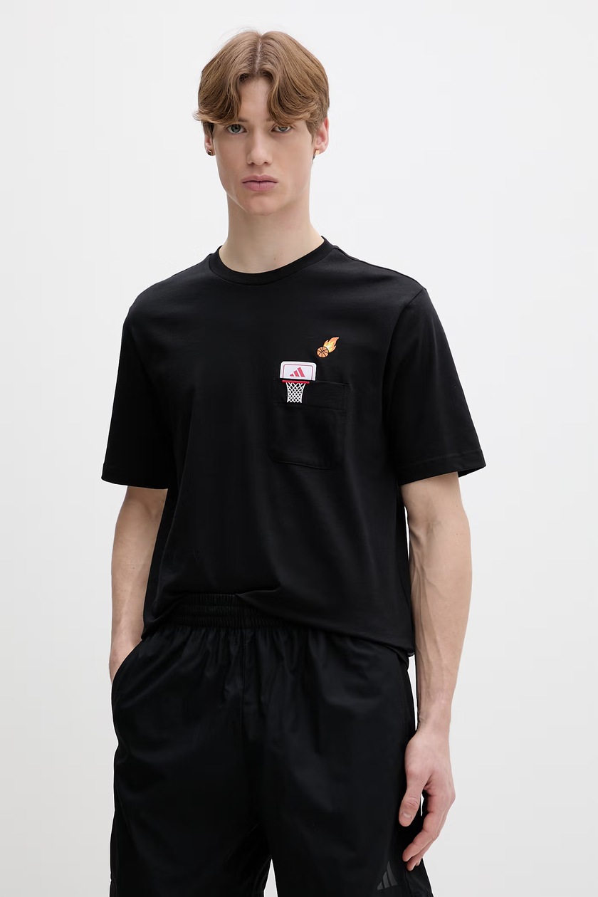 Хлопковая футболка adidas All SZN мужская цвет чёрный с