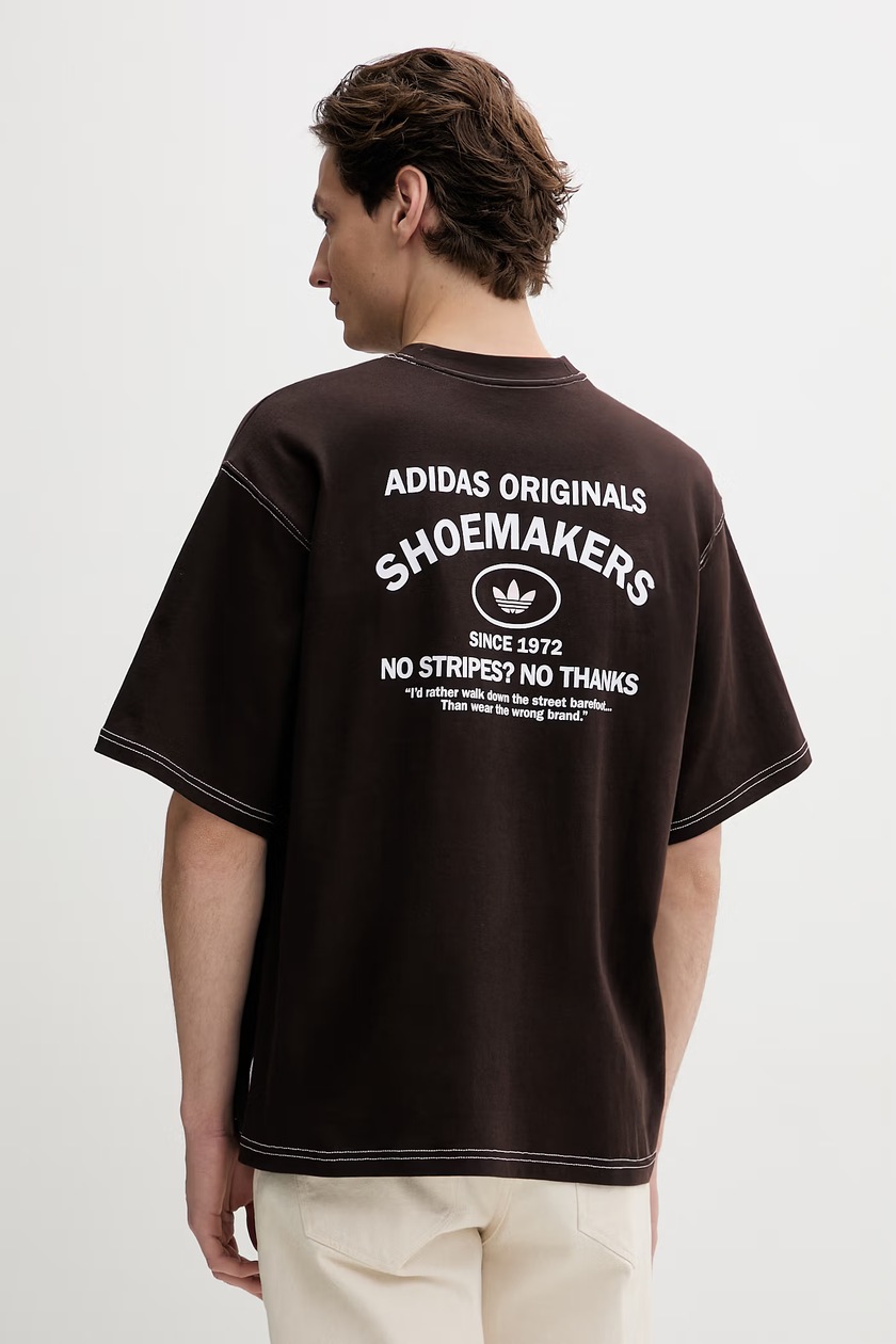adidas Originals tricou din bumbac Trefoil culoarea maro, cu adidas Originals tricou din bumbac Trefoil culoarea maro, cu