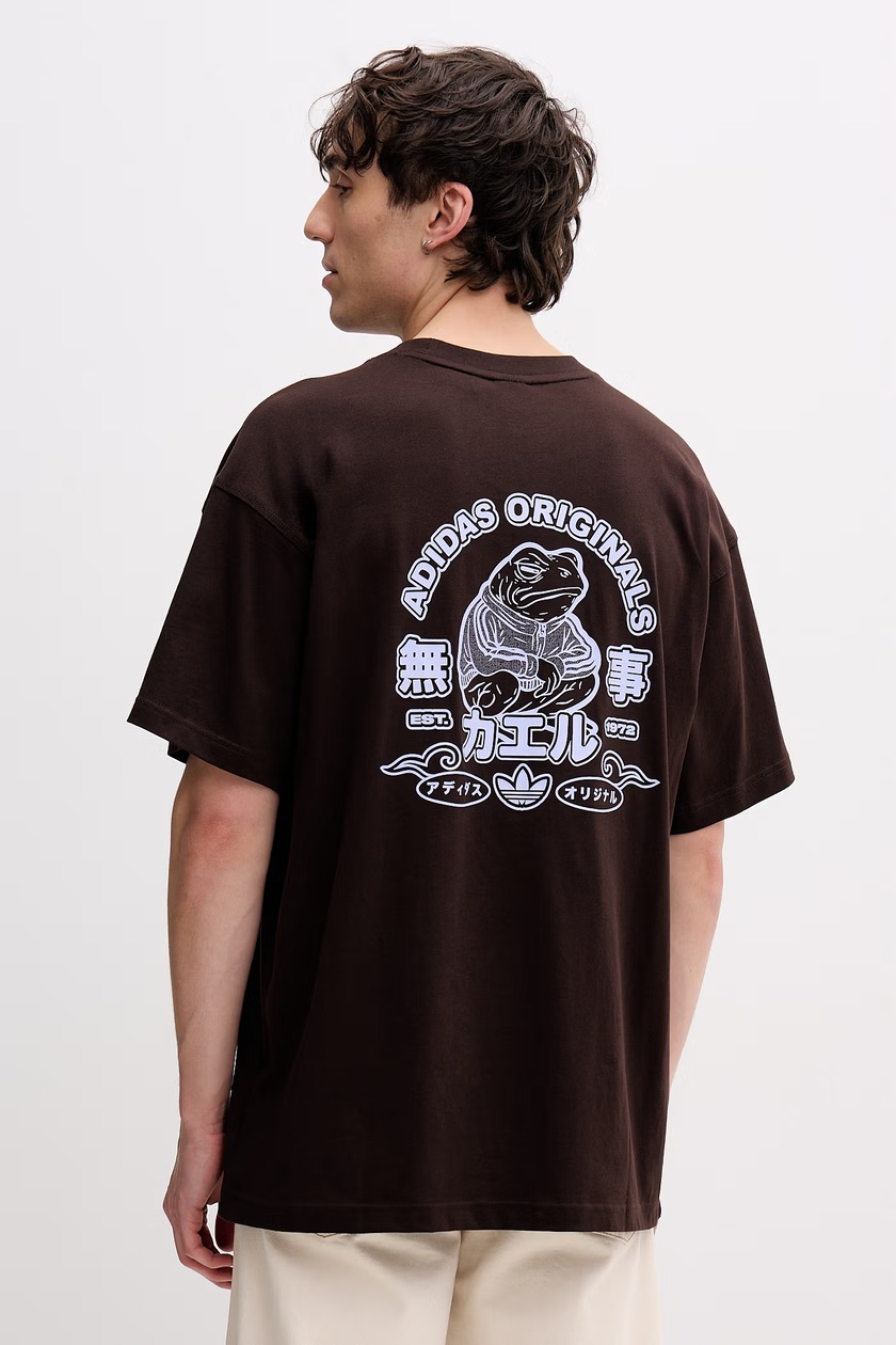 adidas Originals tricou din bumbac Trefoil culoarea maro, cu adidas Originals tricou din bumbac Trefoil culoarea maro, cu