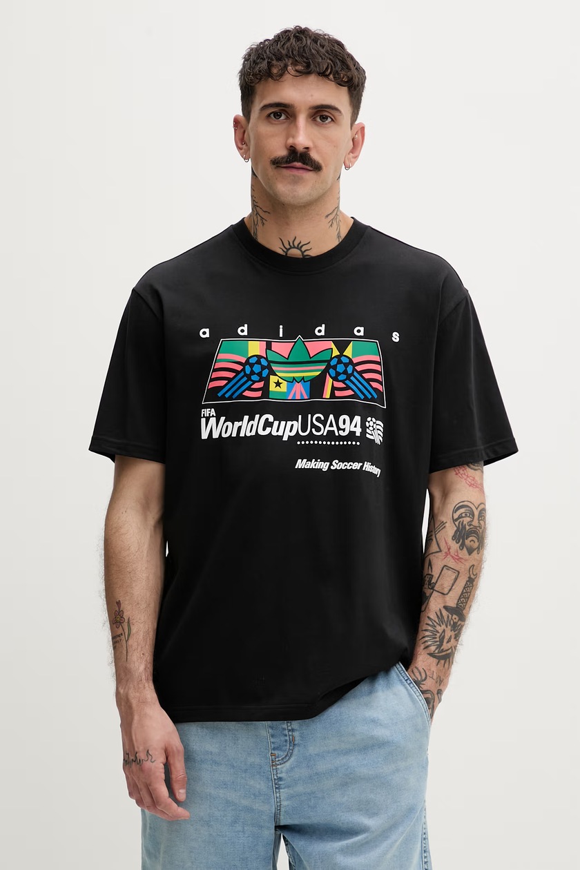 Хлопковая футболка adidas Originals цвет чёрный с принтом KS7618