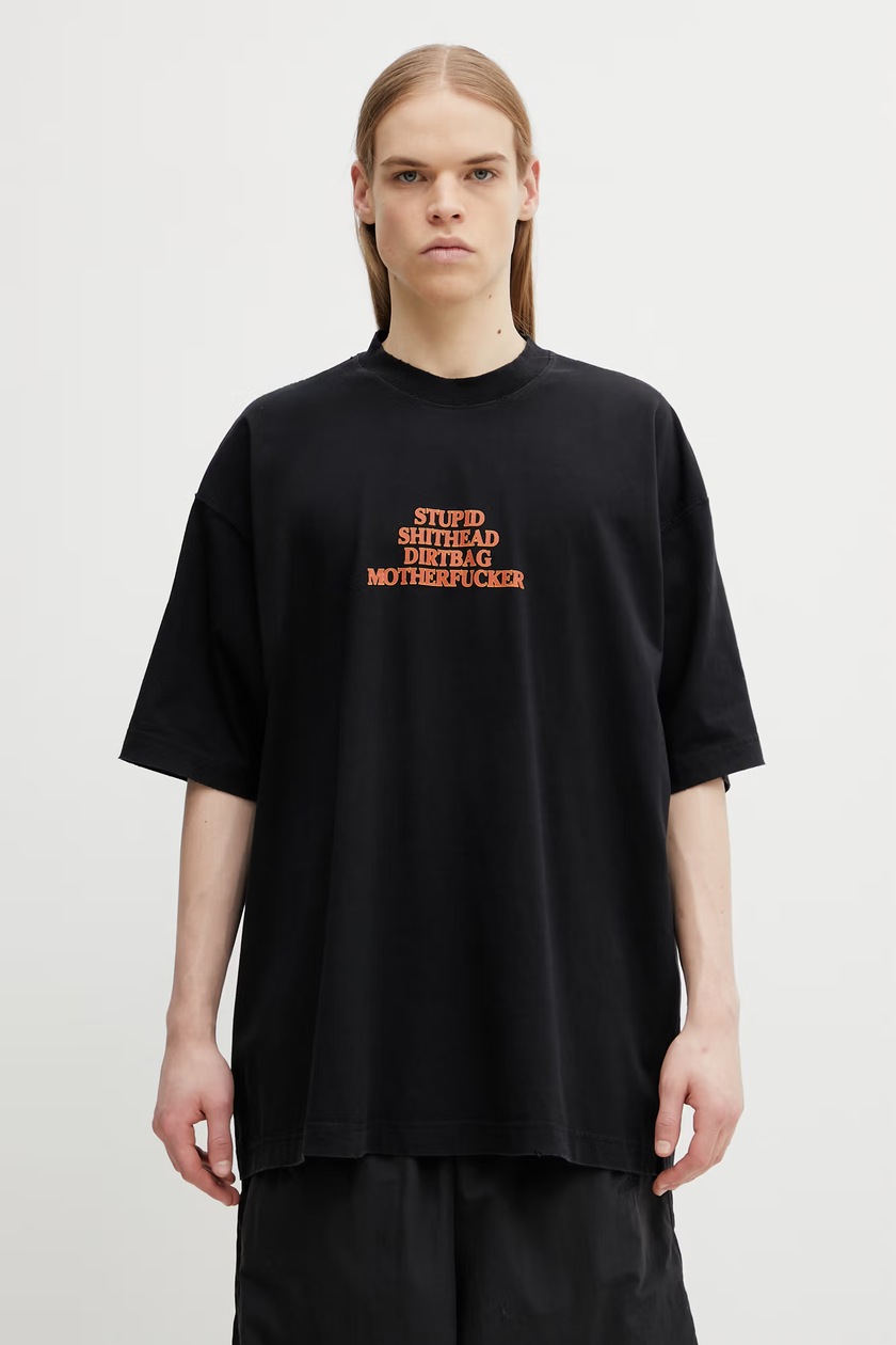 vetements Tシャツ VETEMENTS cotton t-shirt Drip Metal Oversized men's black color