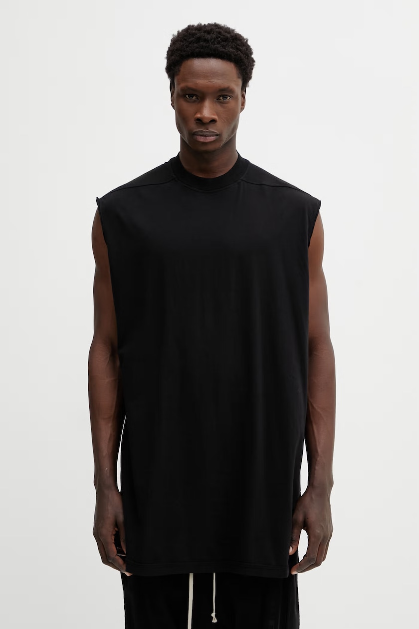 Rick Owens cotton t-shirt Tarp T men's black color DU01E3158.RN at Rick Owens cotton t-shirt Tarp T men's black color DU01E3158.RN at