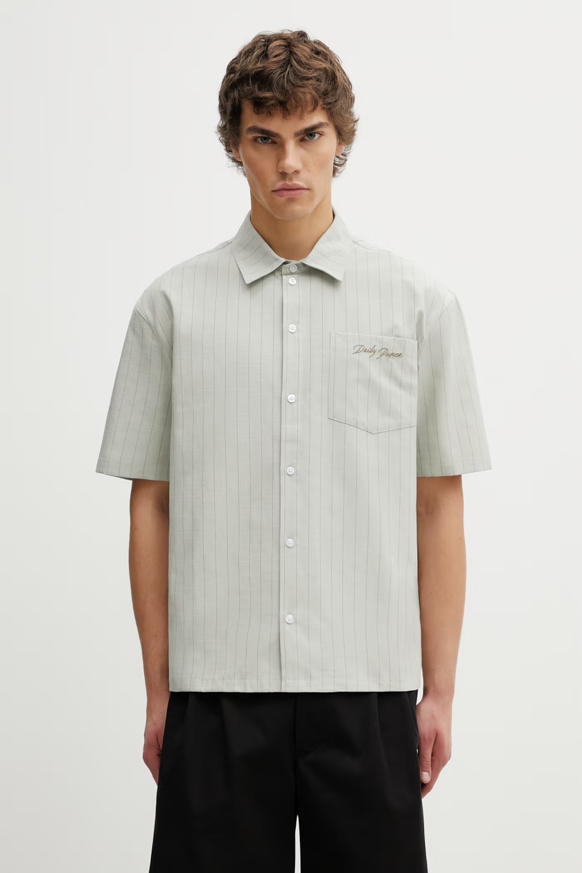 032C shirt 'Steaming: Optional' green color relaxed S25-URW-1306